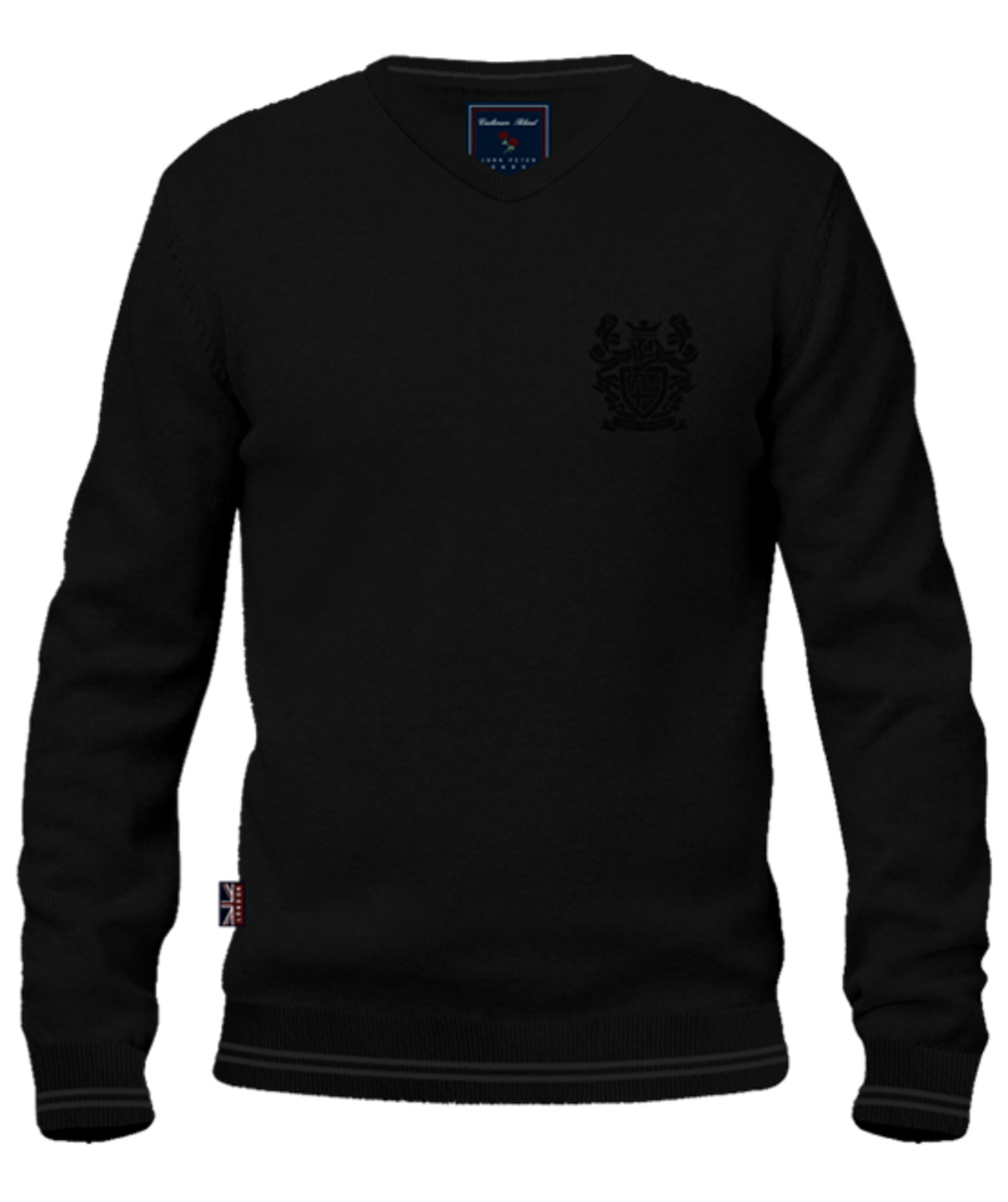 סריג V-Neck Cashmere Embroidery - אפור כהה