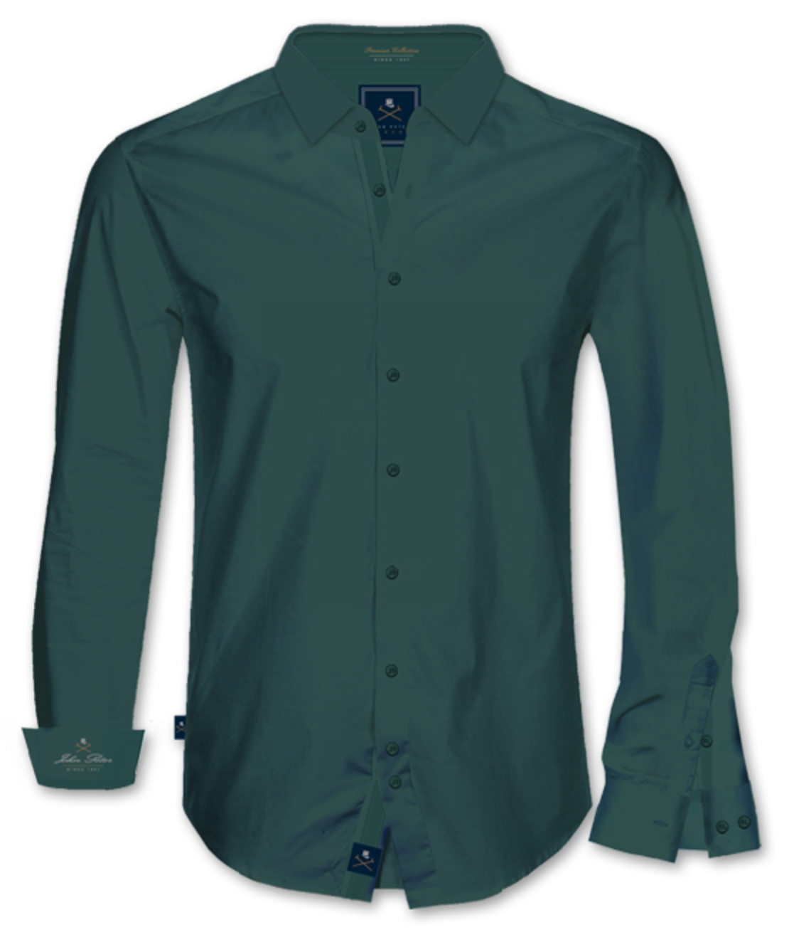 חולצת כפתורים כותנה / לייקרה -  ירוק 