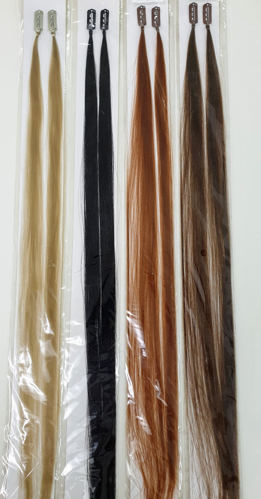 Colorful synthetic hair stripes