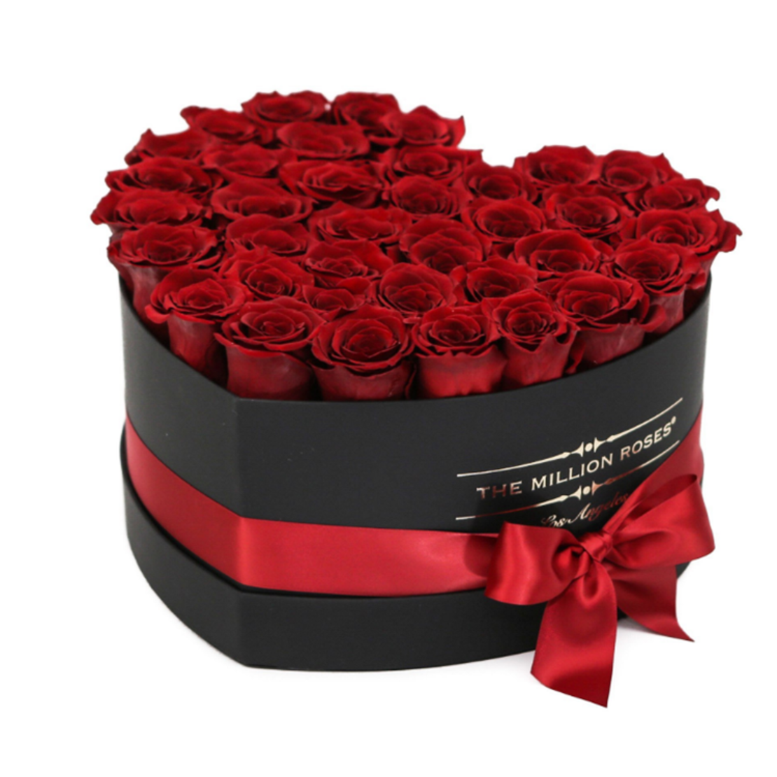 Red roses in heart box #104