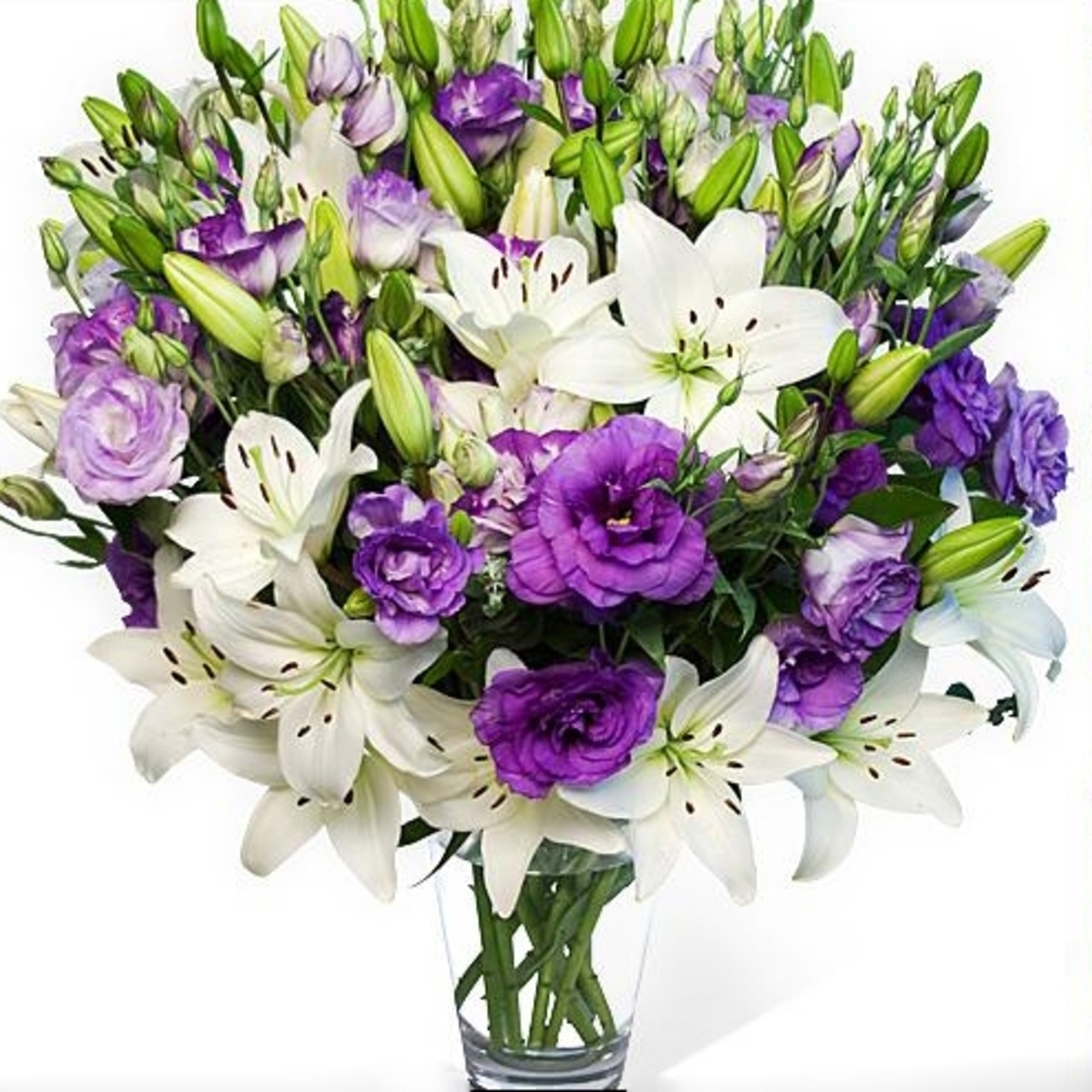 Bouquet of purple lisianthus and white lily