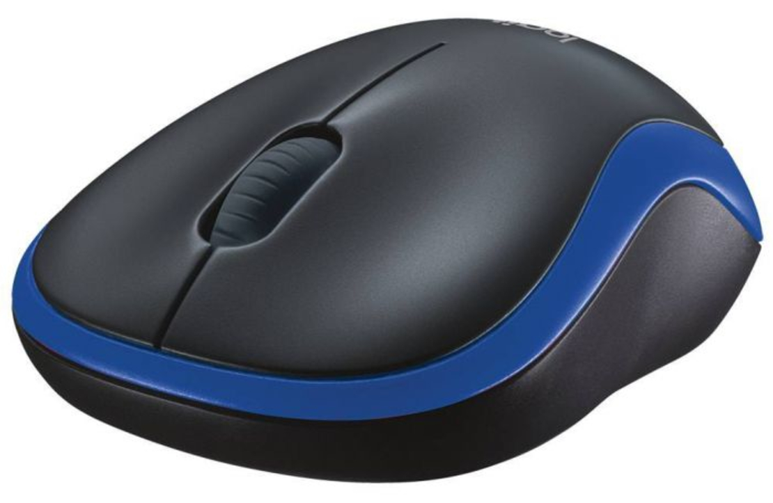 עכבר אלחוטי Logitech Wireless Mouse M185 בצבע שחור-כחול