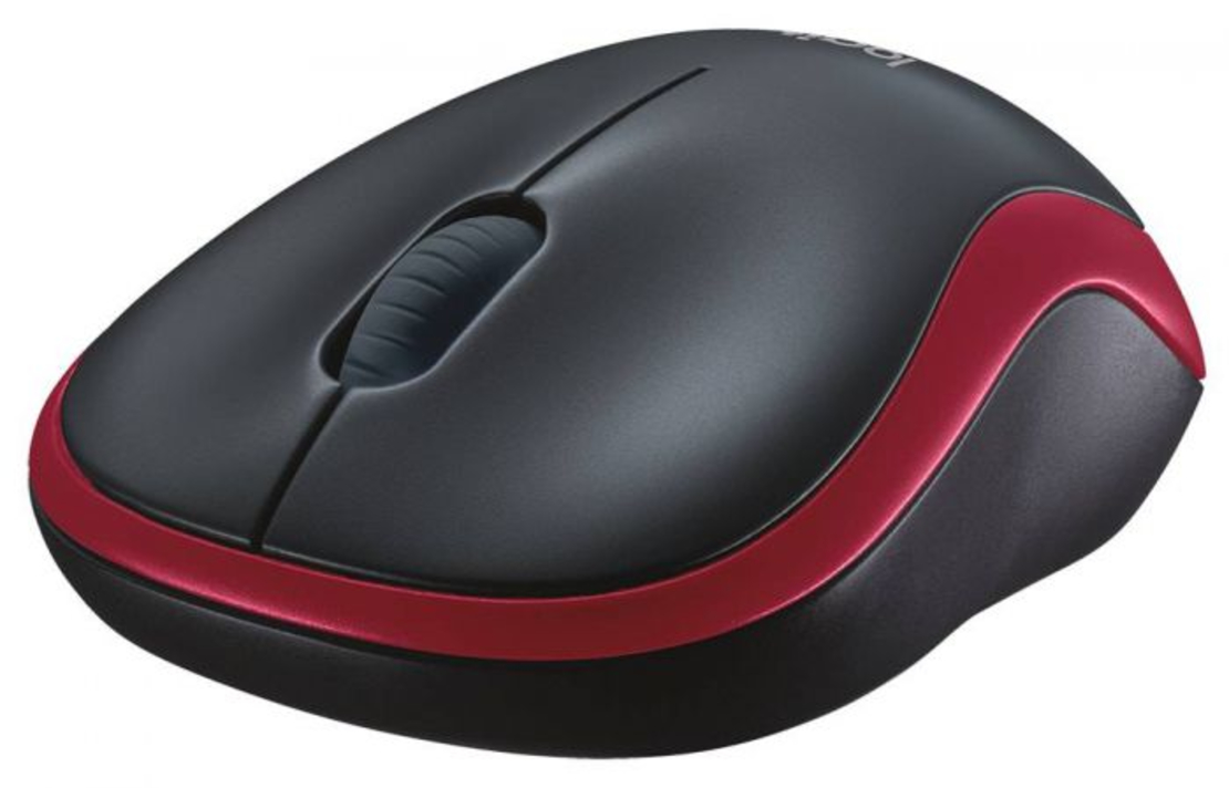 עכבר אלחוטי Logitech Wireless Mouse M185 בצבע שחור-אדום