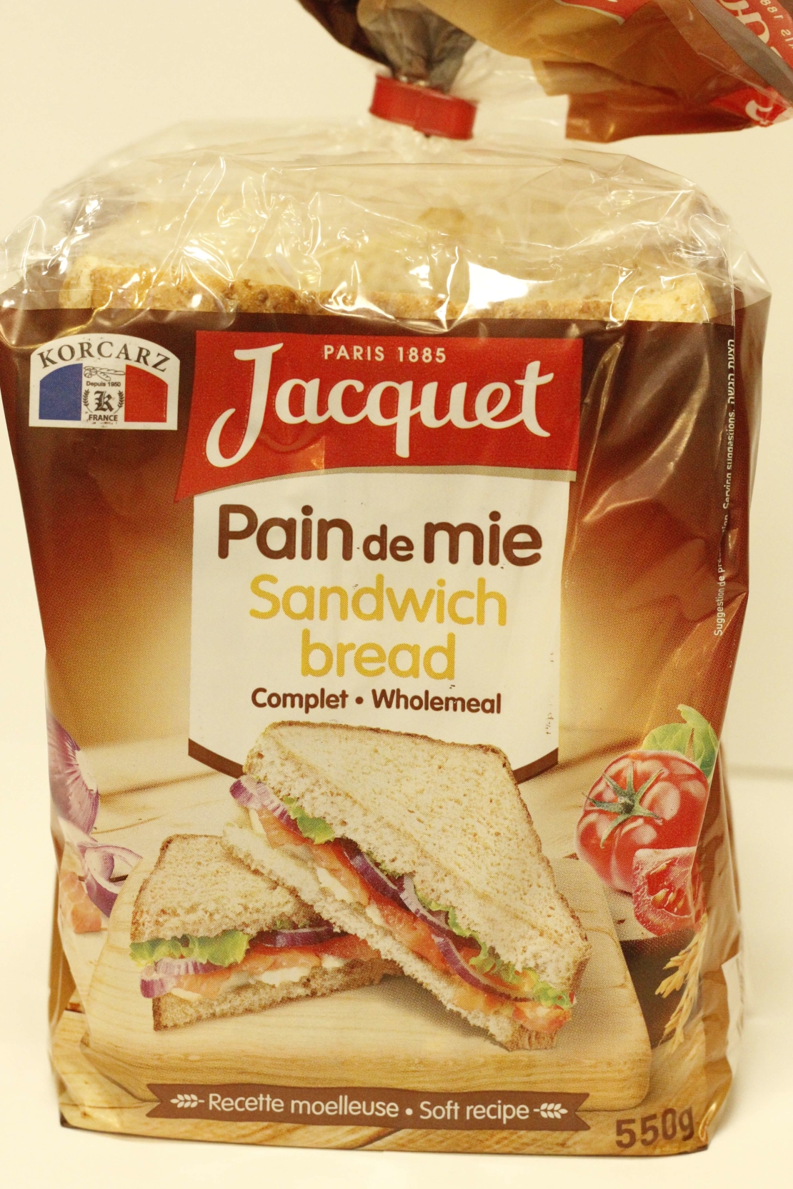 Jacquet - Pain de Mie Sandwich Bread Complet Wholemeal 550g