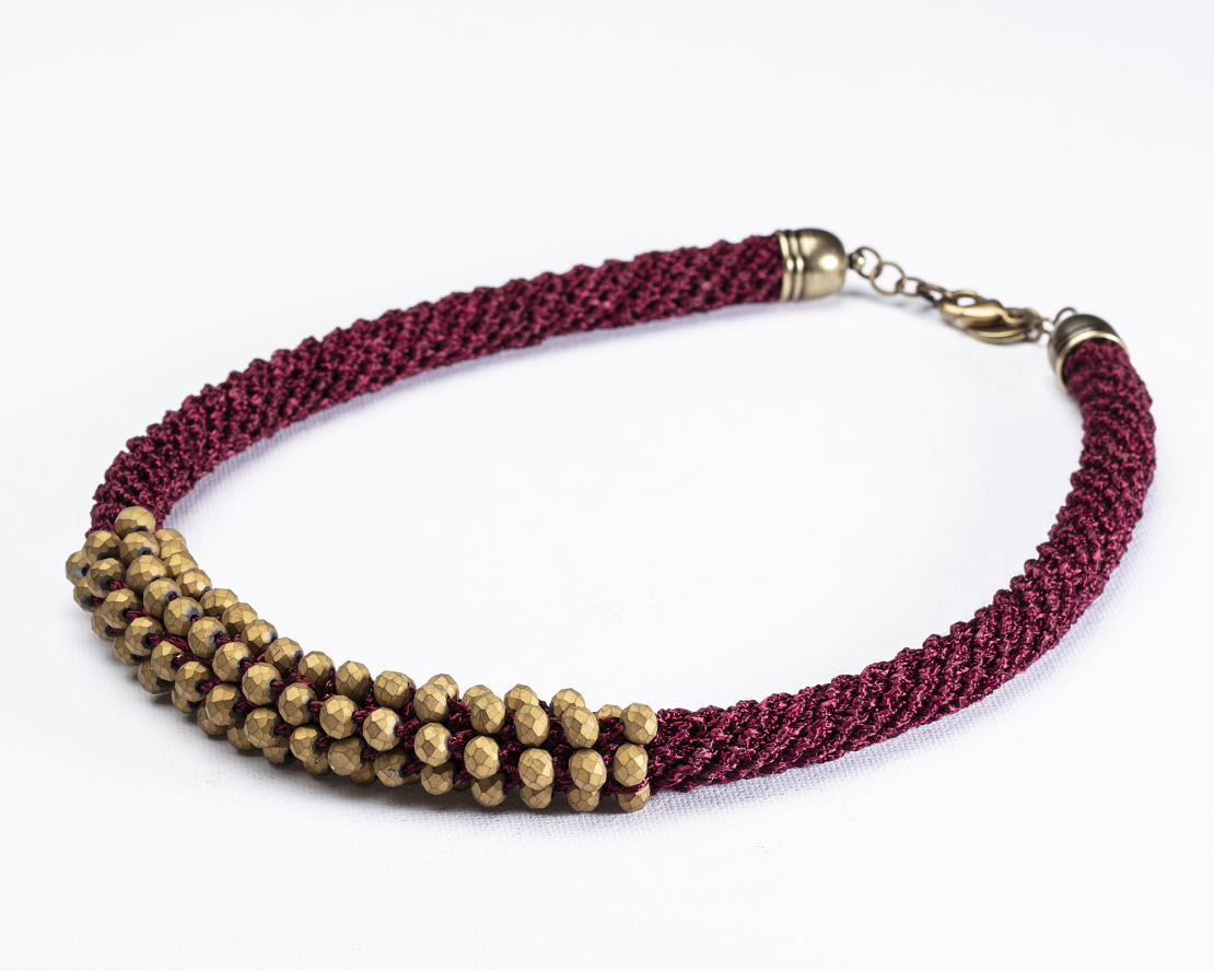 Bordeaux & Gold Champagne Crystal Beads Necklace - Ayala