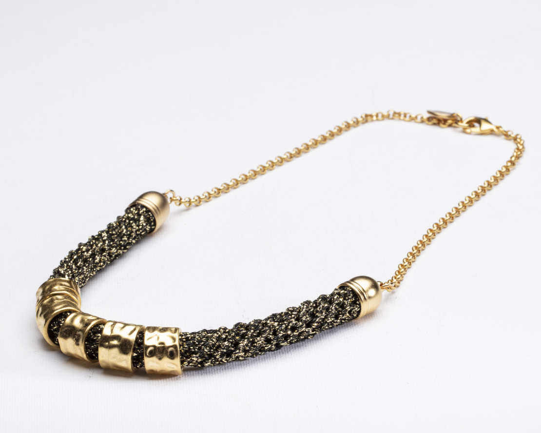 Black and Gold Five Rings Necklace | Yael