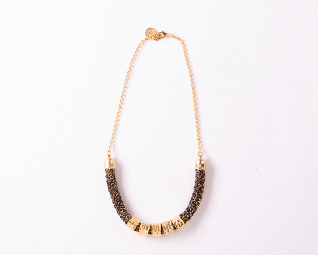 Black and Gold Five Rings Necklace | Yael