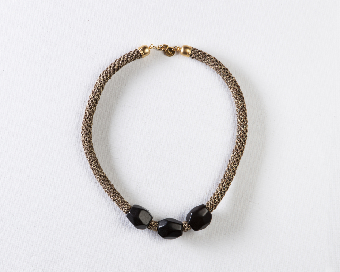 Gold / Bourdeaux Tagoa Beads Necklace - Talya