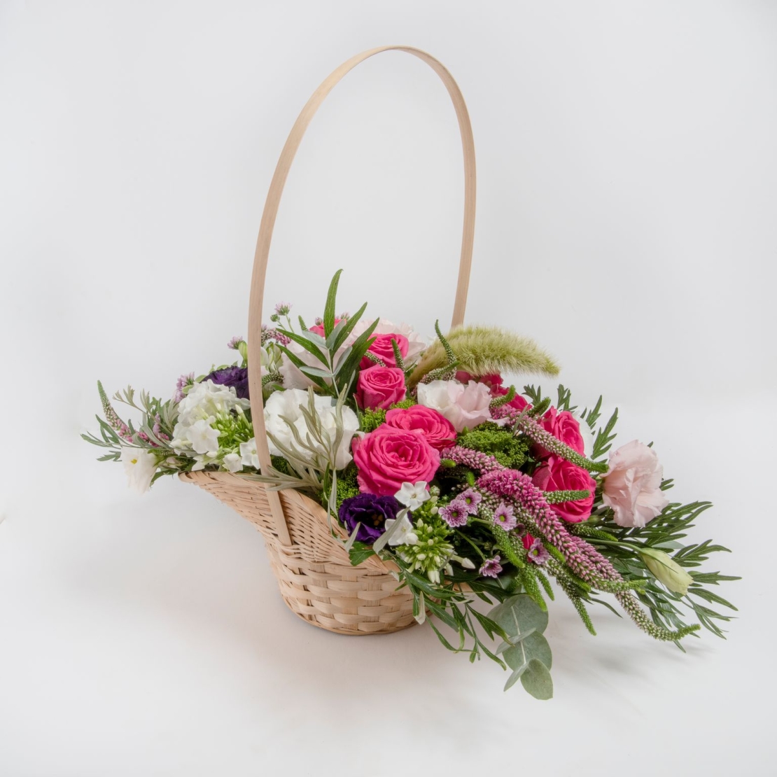 Pink Flower Basket Arrangement