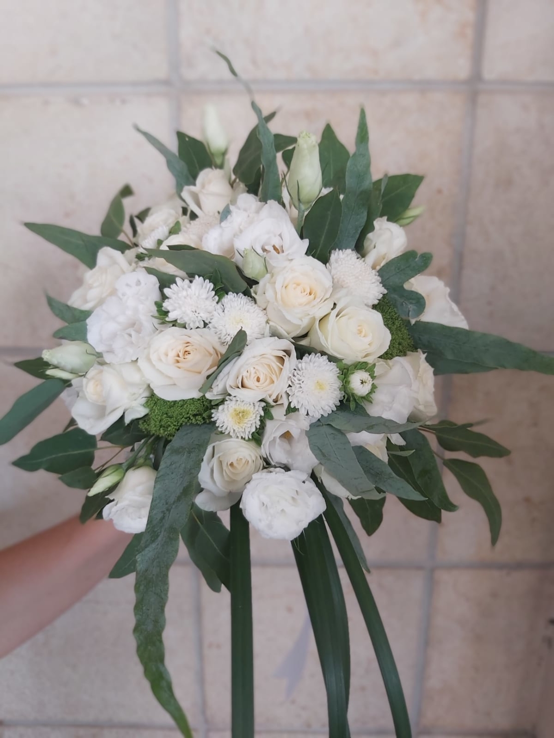 Cascading white bridal bouquet
