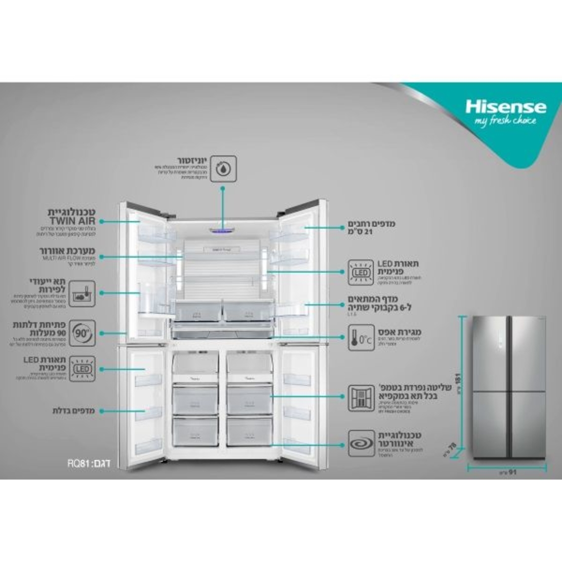 HISENSE RQ81WC4S 4 door refrigerator