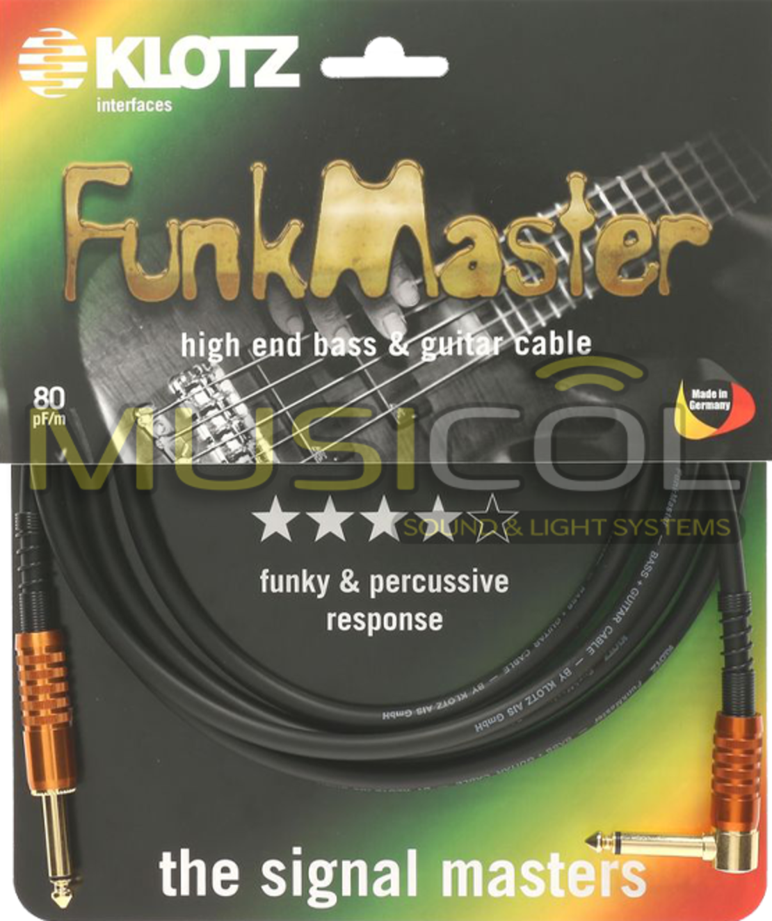 כבל גיטרה ובס באורך 3 מטר KLOTZ FunkMaster TM-R0300