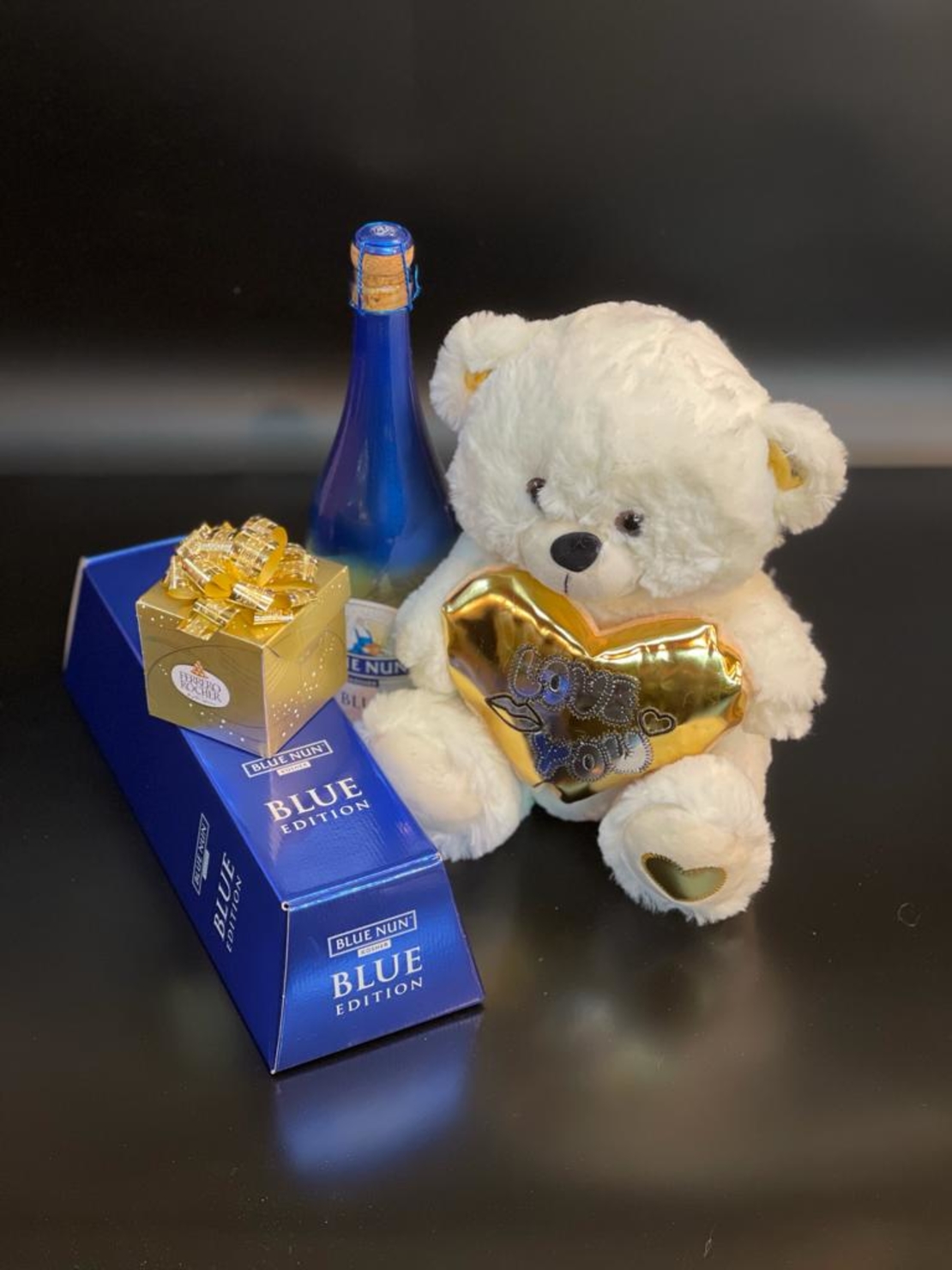 Teddy Bear, Wine, and Chocolates Gift Basket-4
