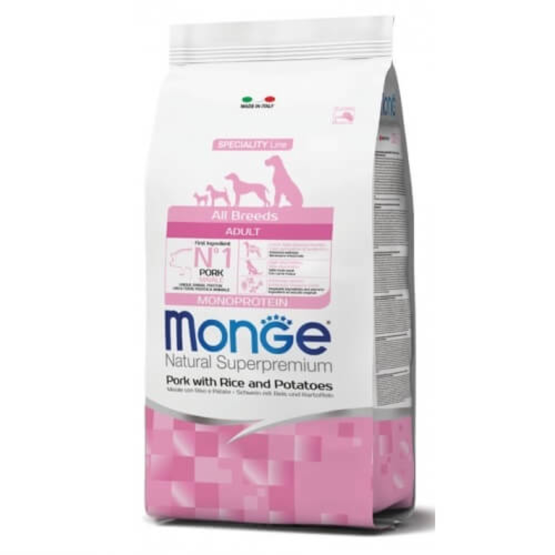 MONGE MONOPROTEIN מונג' מונופרוטאין לכלב בוגר על בסיס חזיר אורז ותפוחי אדמה 2.5 ק