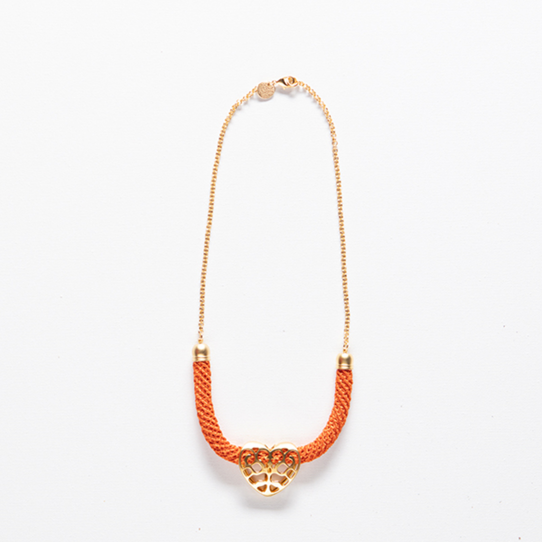 Orange / Gold / Heart Necklace - Rotem