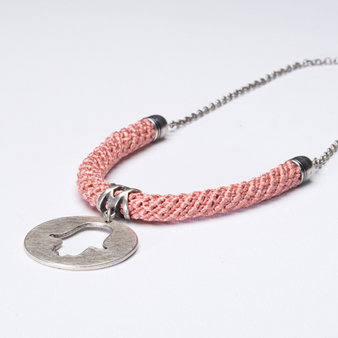 Pink / Silver / Heart Necklace - Naama