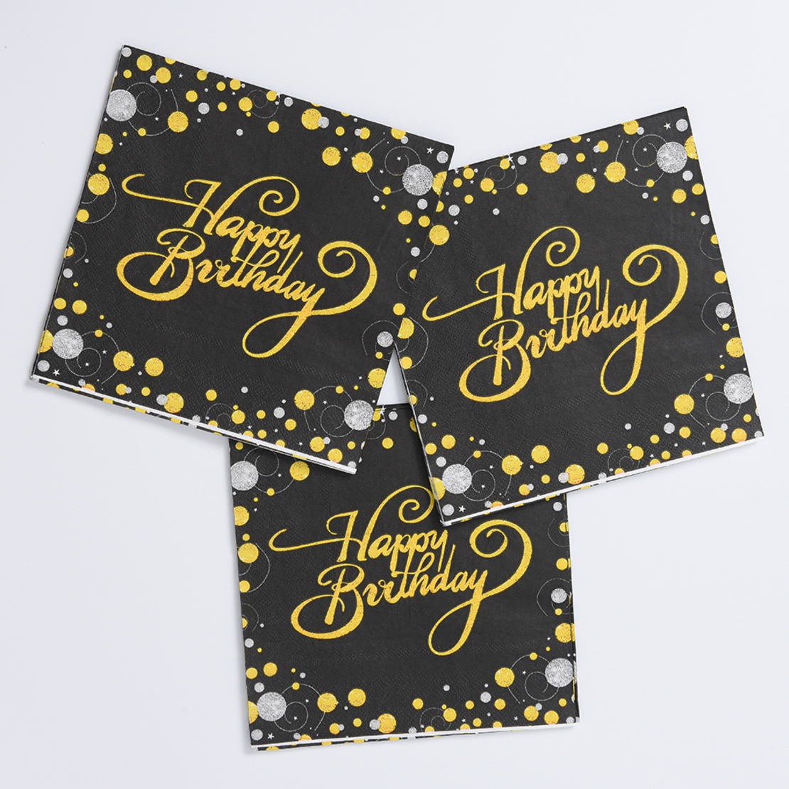 מפיות מעוצבות - יום הולדת שחור זהב