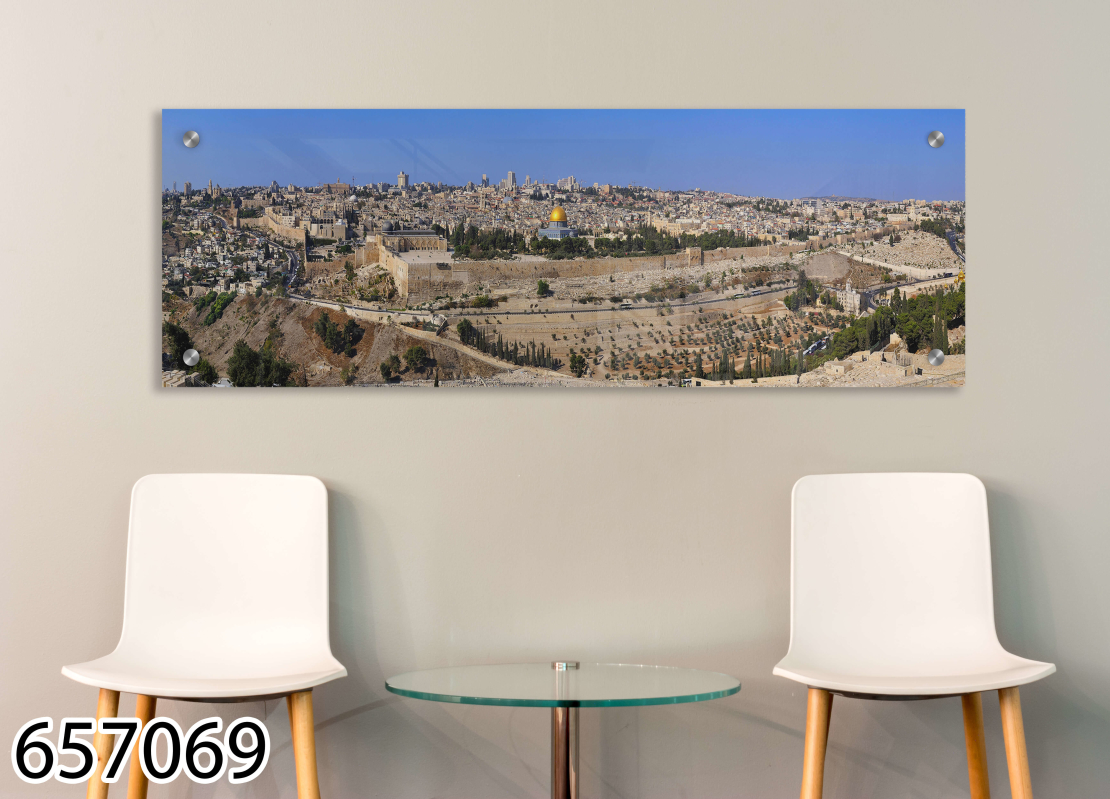 תמונה של ירושלים  על זכוכית פנורמית למשרד או לסלון דגם 657069