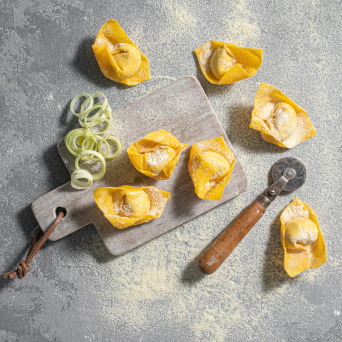 Tortellini leek potatoes and mascarpone
