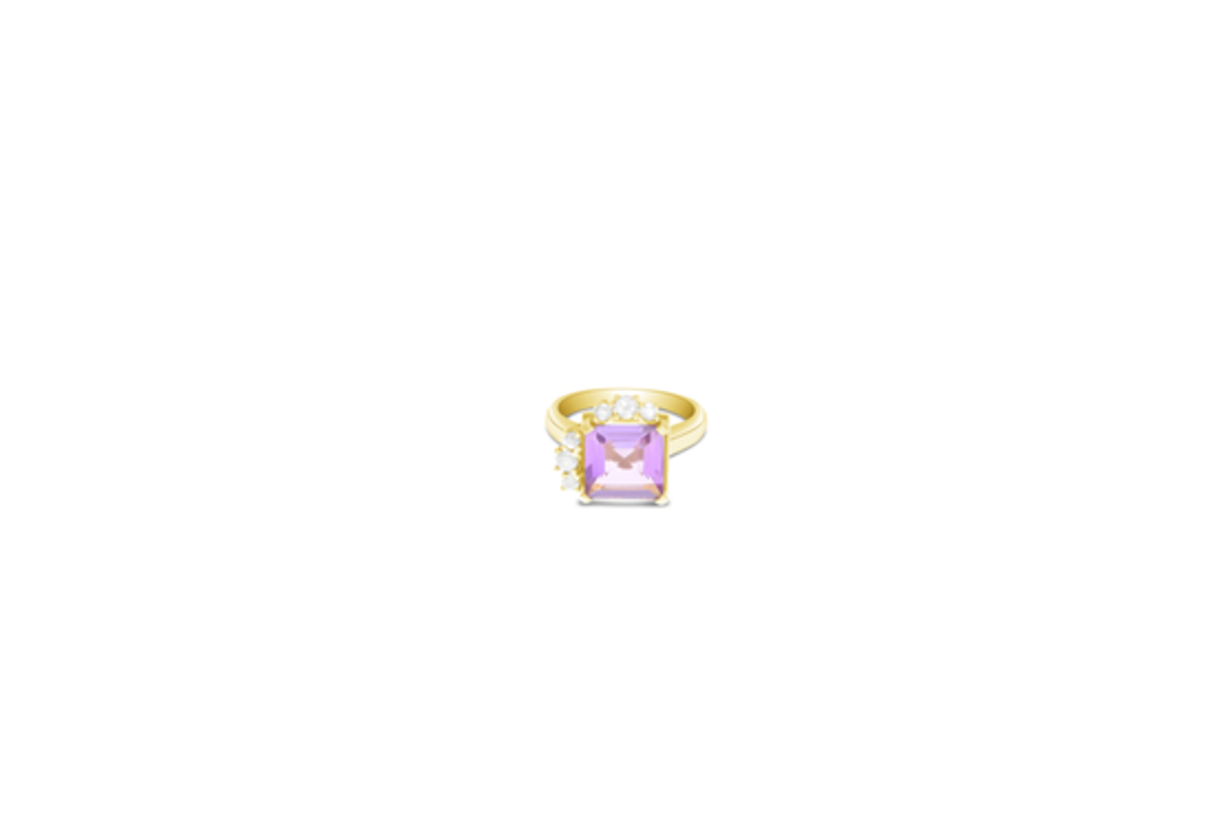 Linoy | טבעת אמטיסט עם יהלומים לבנים