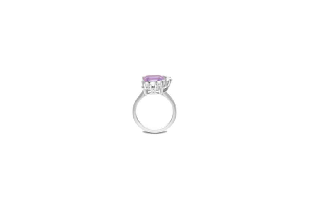 Linoy | טבעת אמטיסט עם יהלומים לבנים