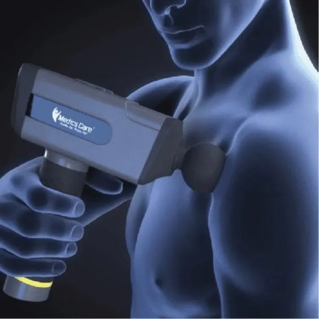 אקדח עיסוי פיזיותרפי לטיפול בכאבי שרירים ורקמות ביתי ומקצועי MC-006 1200-3300 RPM מבית Medics Care