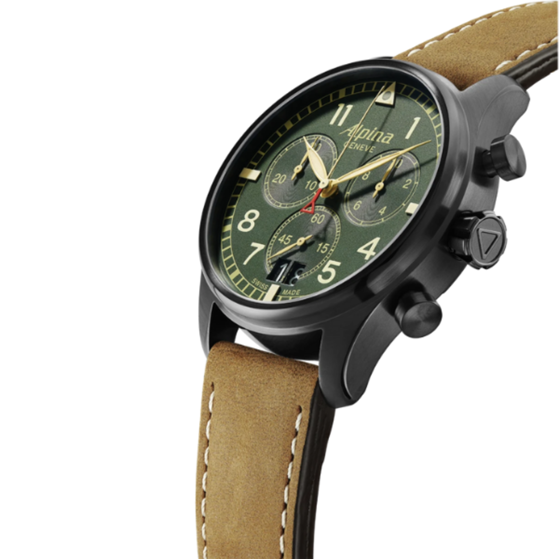 שעון Alpina Startimer Pilot Big Date Chronograph Military Matte Military Ggreen