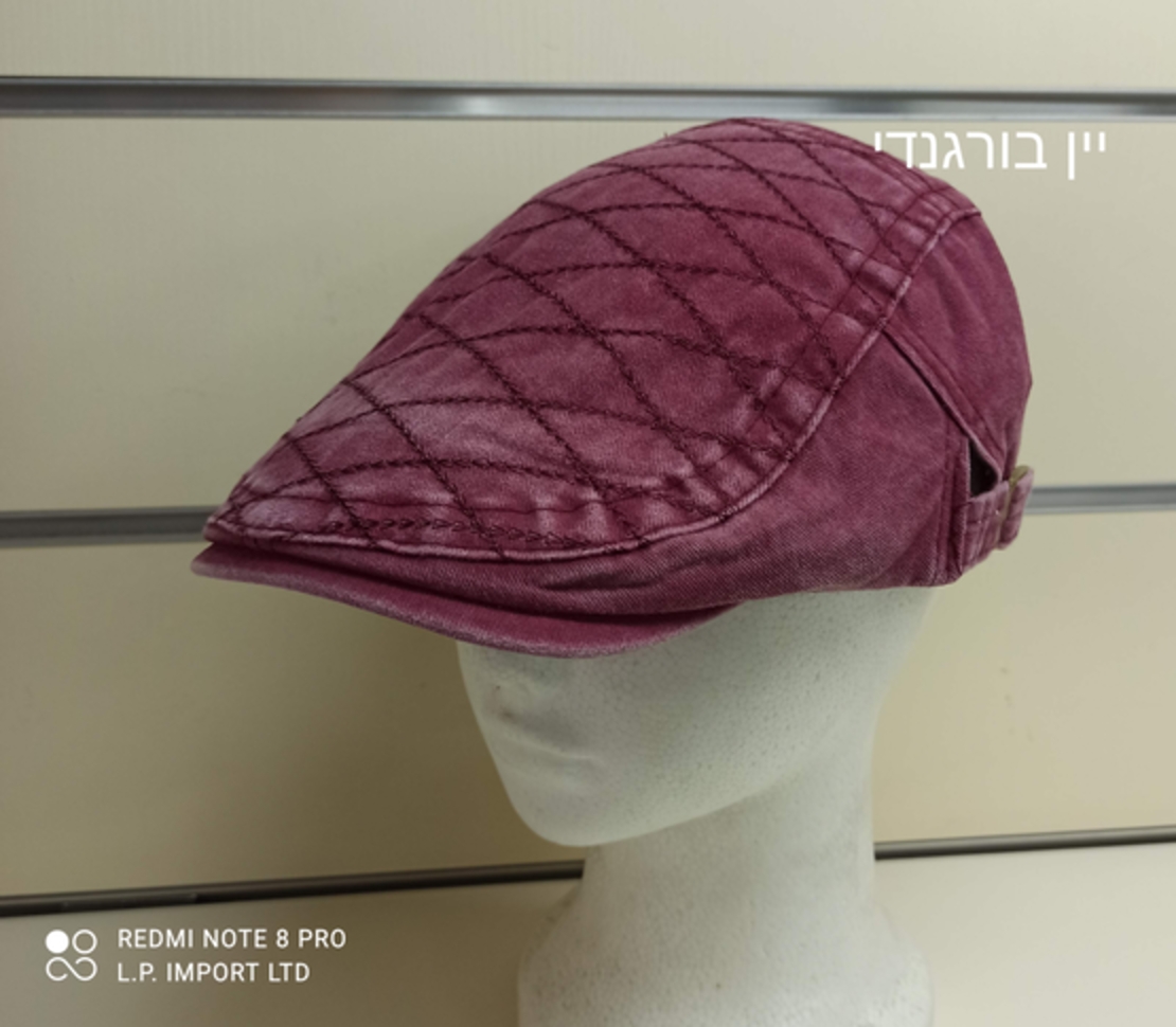 כובע קסקט דגם פריז תפרים אלגנטיים בצורת מעויין אבזמים דו צדדי צבע יין בורגנדי