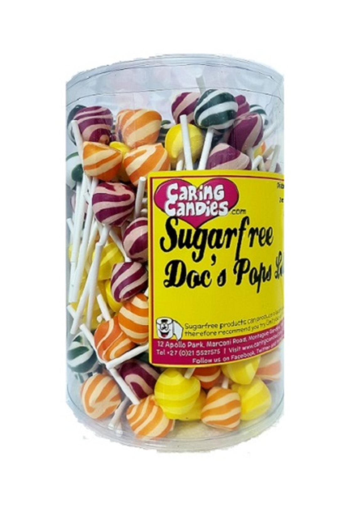 Caring Candies - Sugar Free Doc Pop 8gr Sour Lollies 