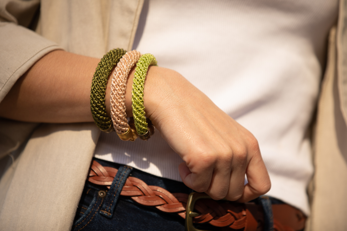 Set - Necklace, Bracelets, Earrings - green