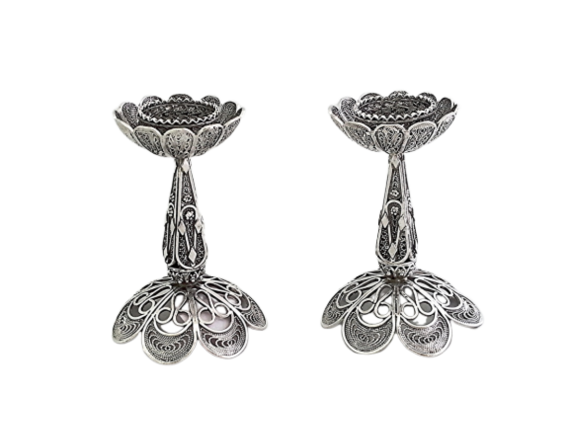pure silver stand flower candlesticks
