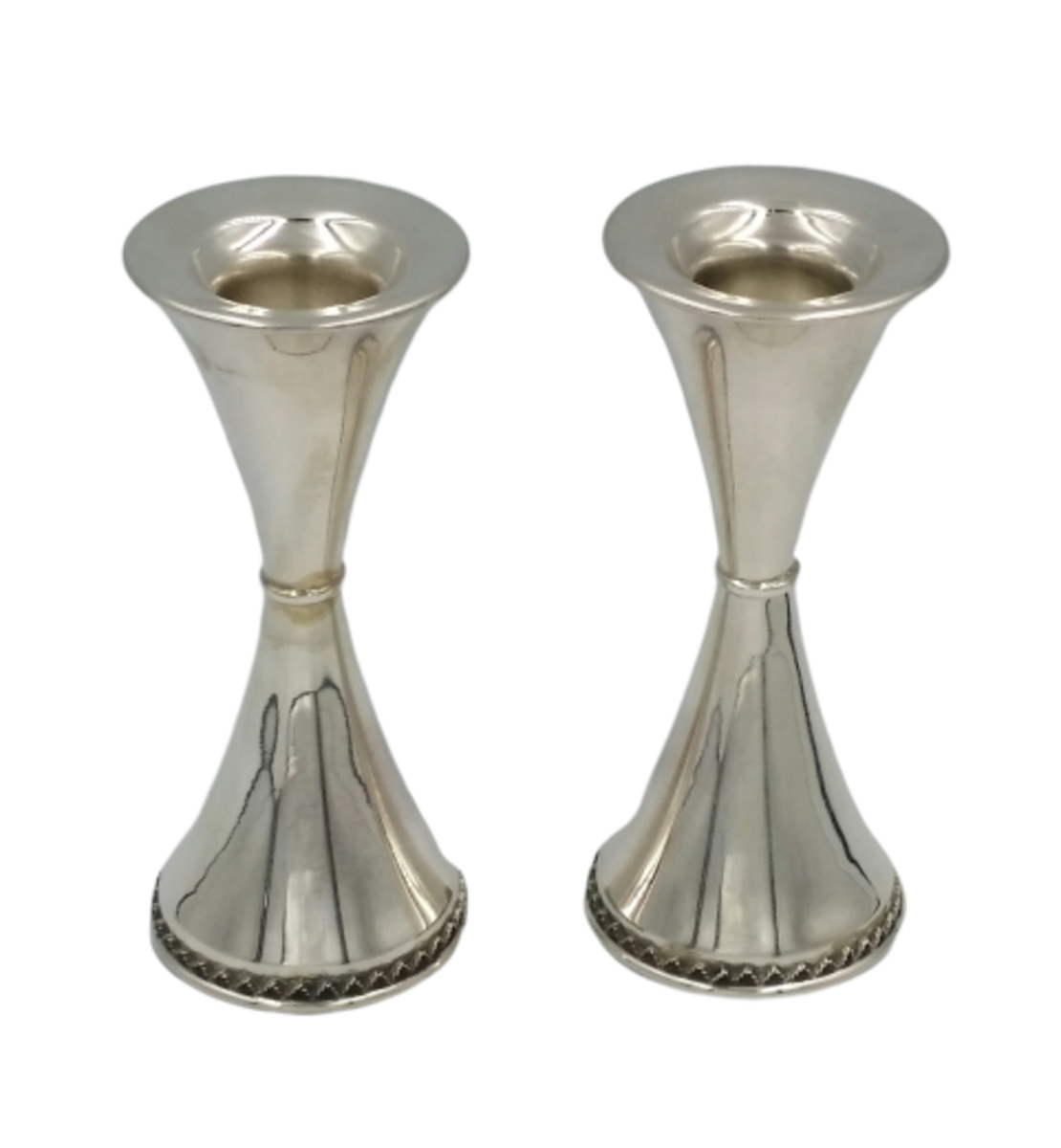 Pure silver hourglass zigzag mini candlesticks