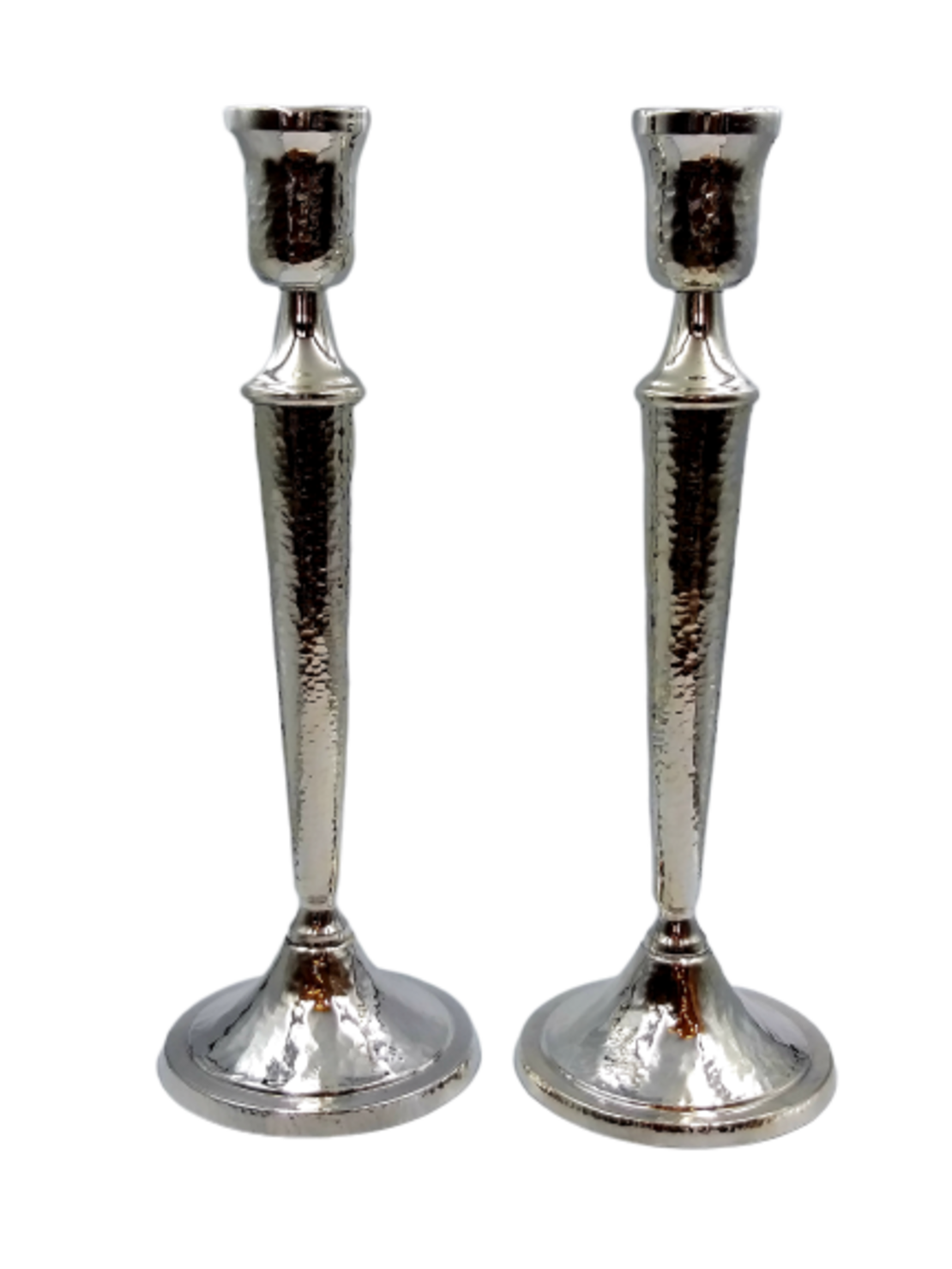 pure silver hammered traditional candlesticks