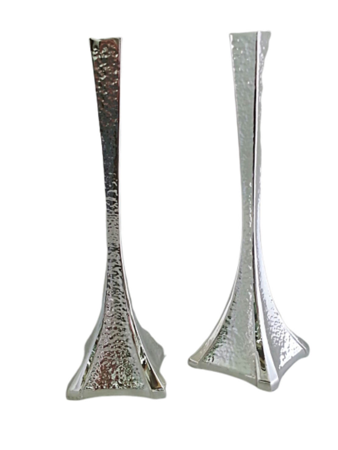 Pure silver Hammer Concave Prince Candlesticks