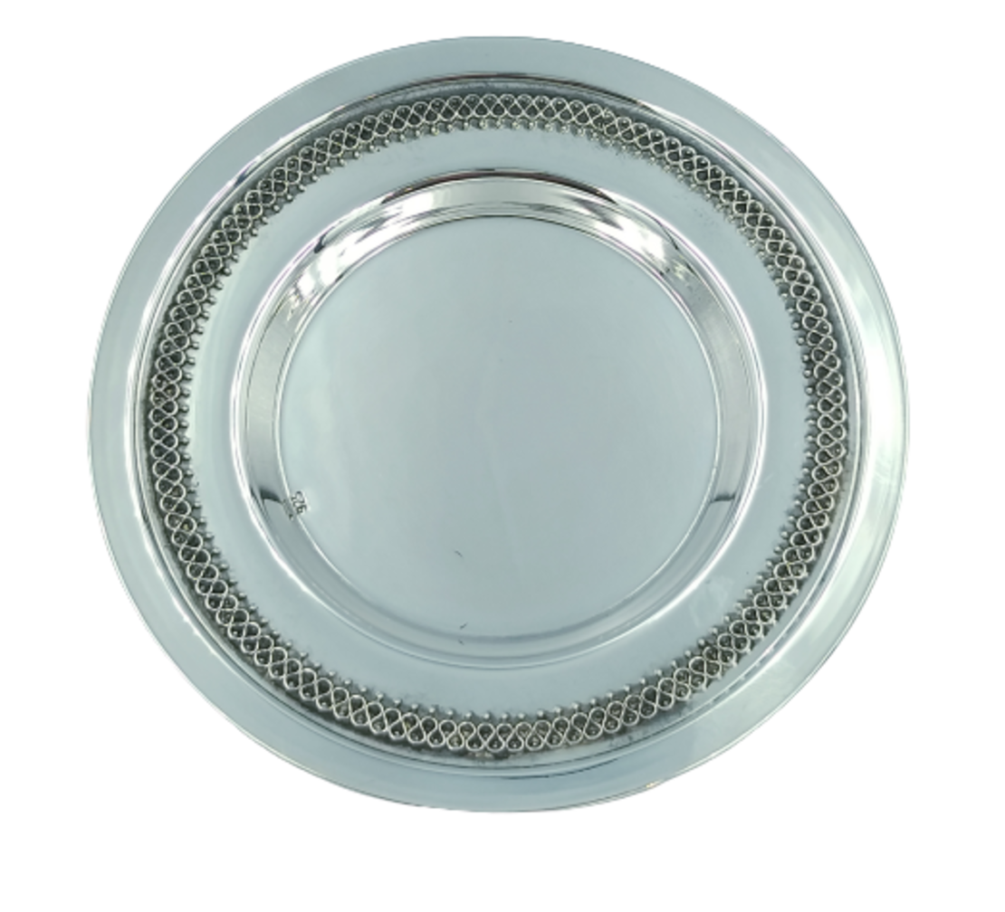 Filigree Kiddush cup plate M pure silver