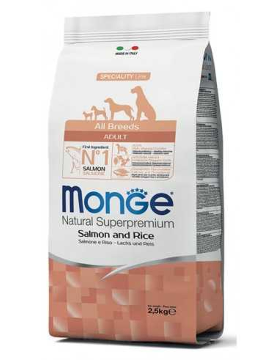מונג' מזון יבש לכלבים בוגרים מכל הגזעים סלמון אורז 12 ק