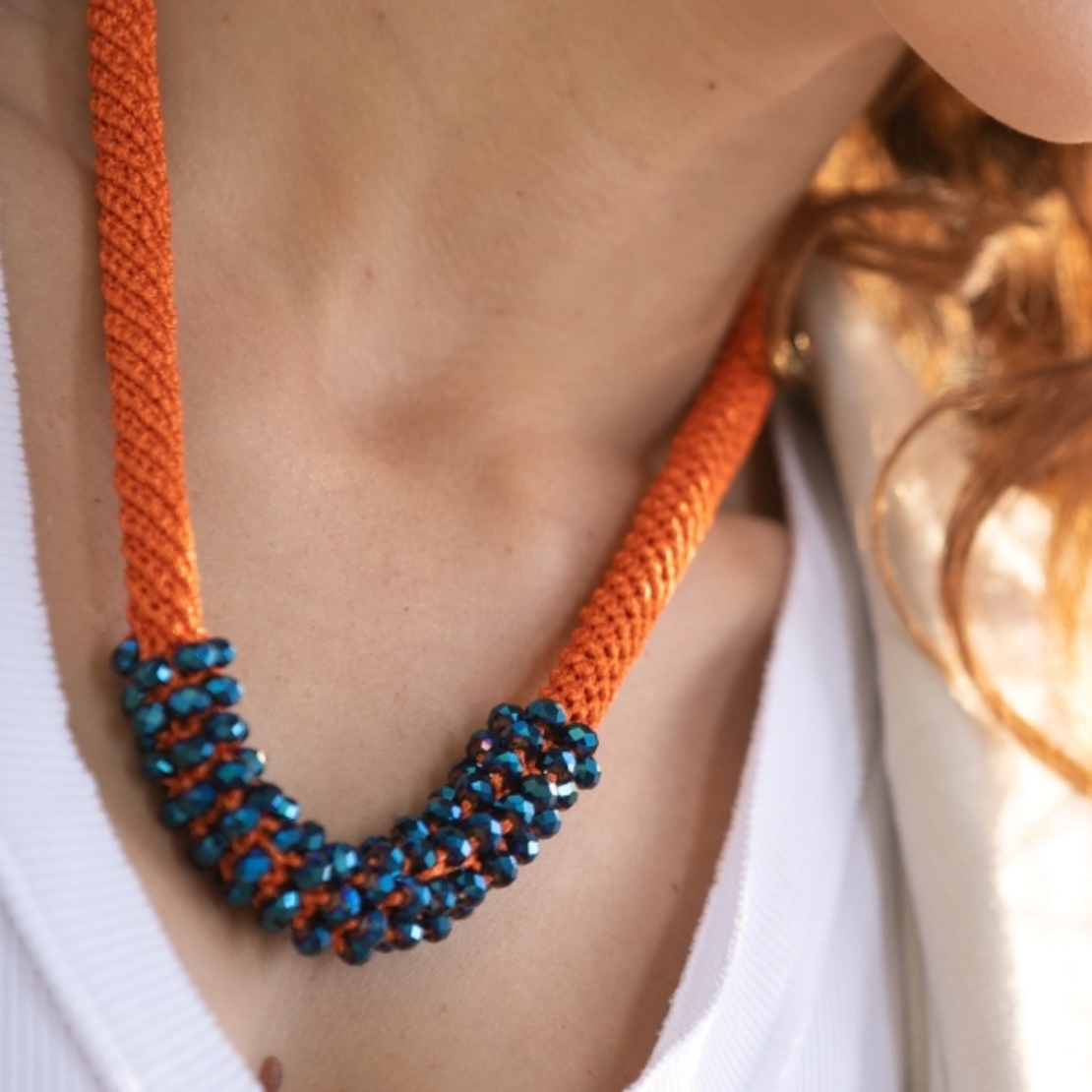 Orange and Blue Crystals Necklace | Ayala