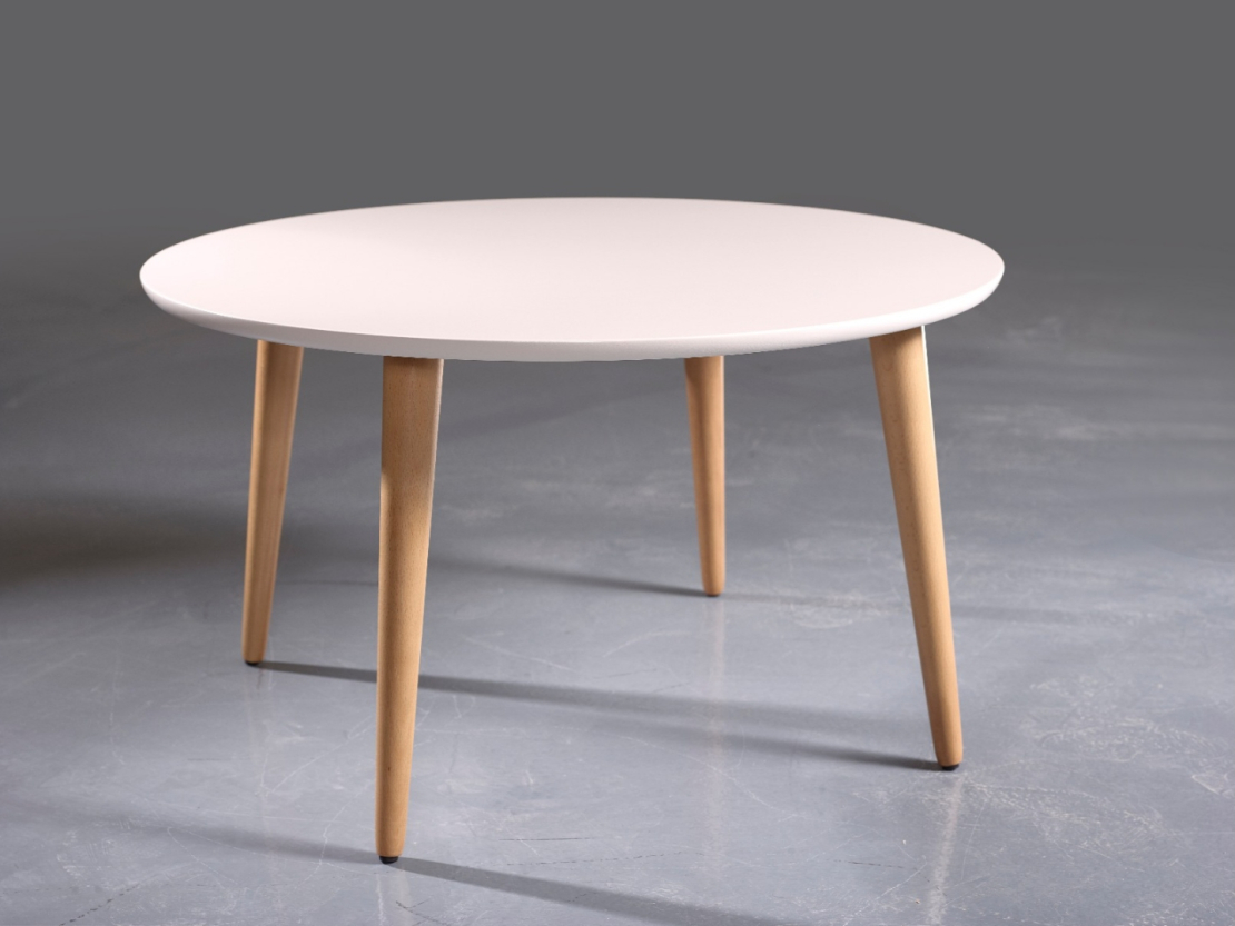 שולחן עגול לסלון רגלי עץ