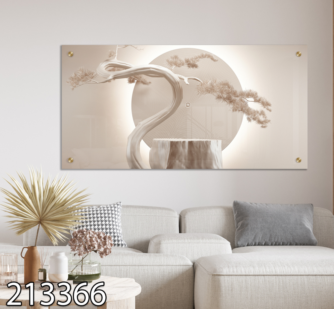 תמונת זכוכית מקורית, עץ תלת מימד בסגנון יפני  לסלון  לחדר השינה או למשרד מודפסת על זכוכית דגם-213366