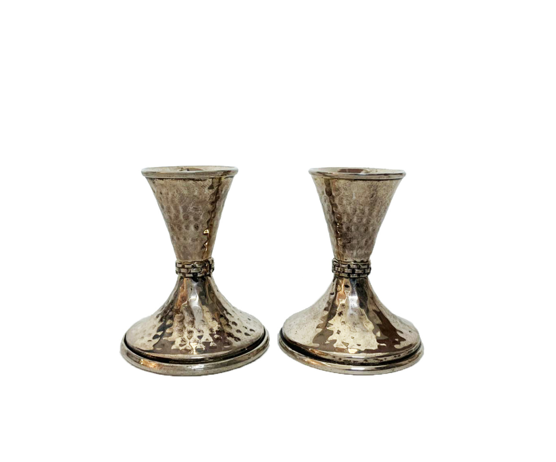 Hammered Pure Silver Candlesticks