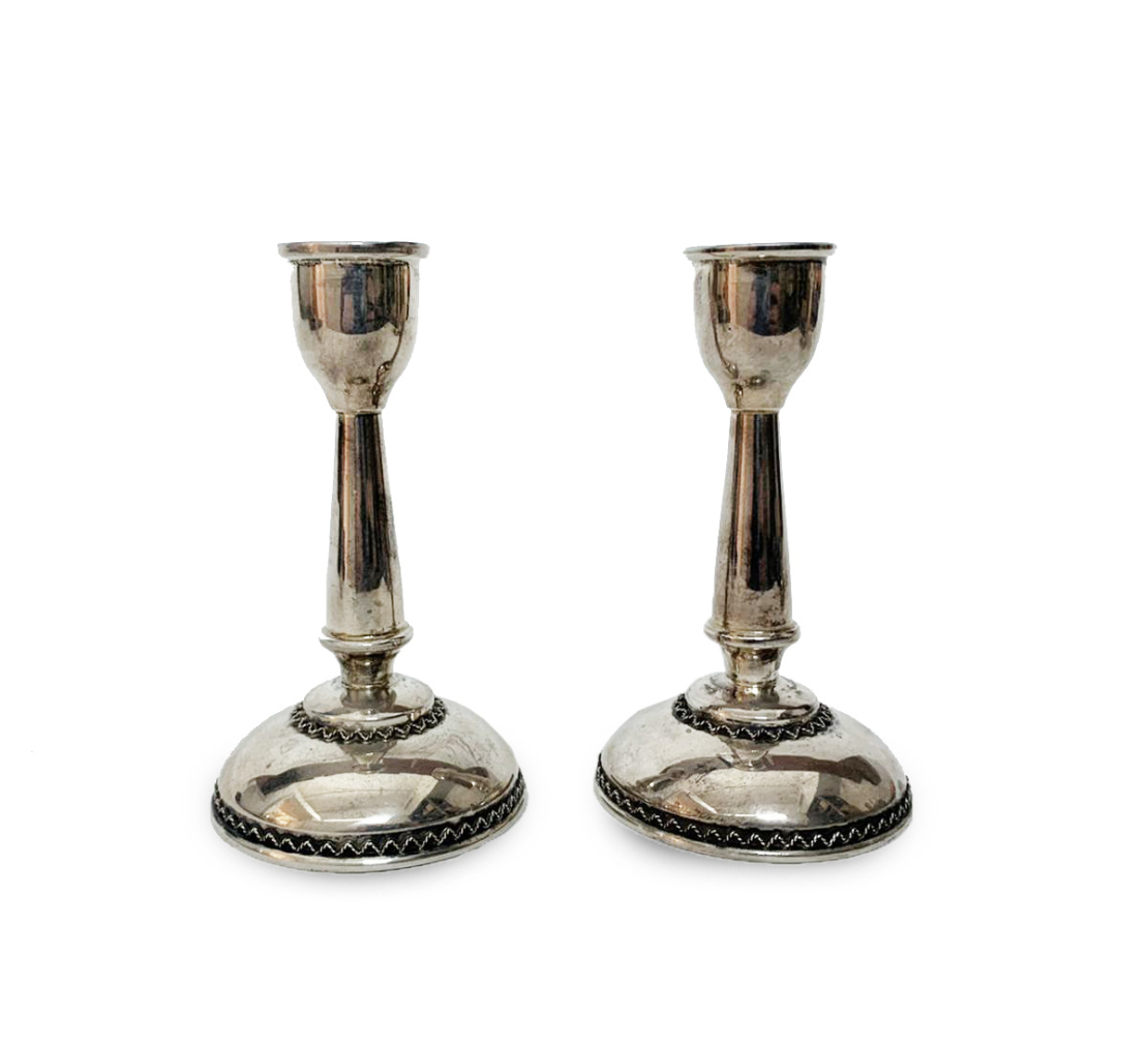 Decorated Pure Silver Candlesticks