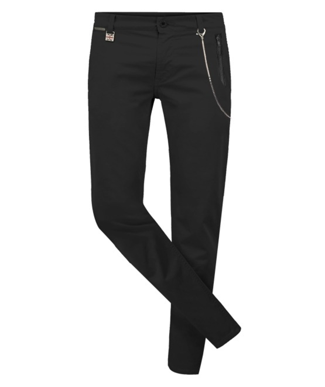 מכנסיים Skinny Cotton/Stretch- שחור עם רוכסנים