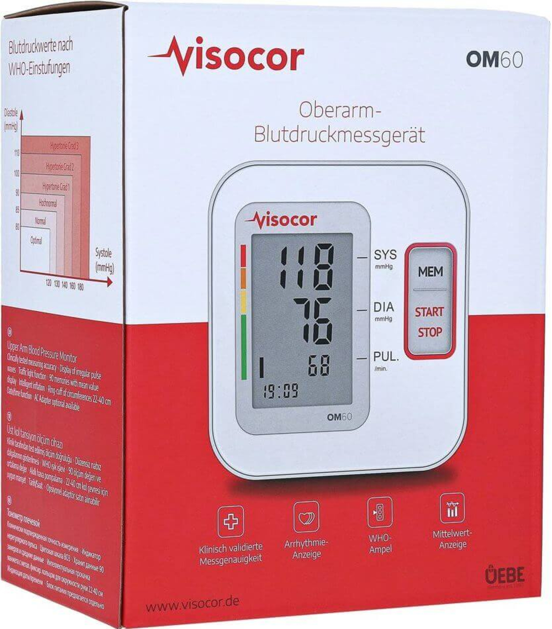 ויזוקור OM60 מד לחץ דם דיגיטלי לזרוע Visocor OM60