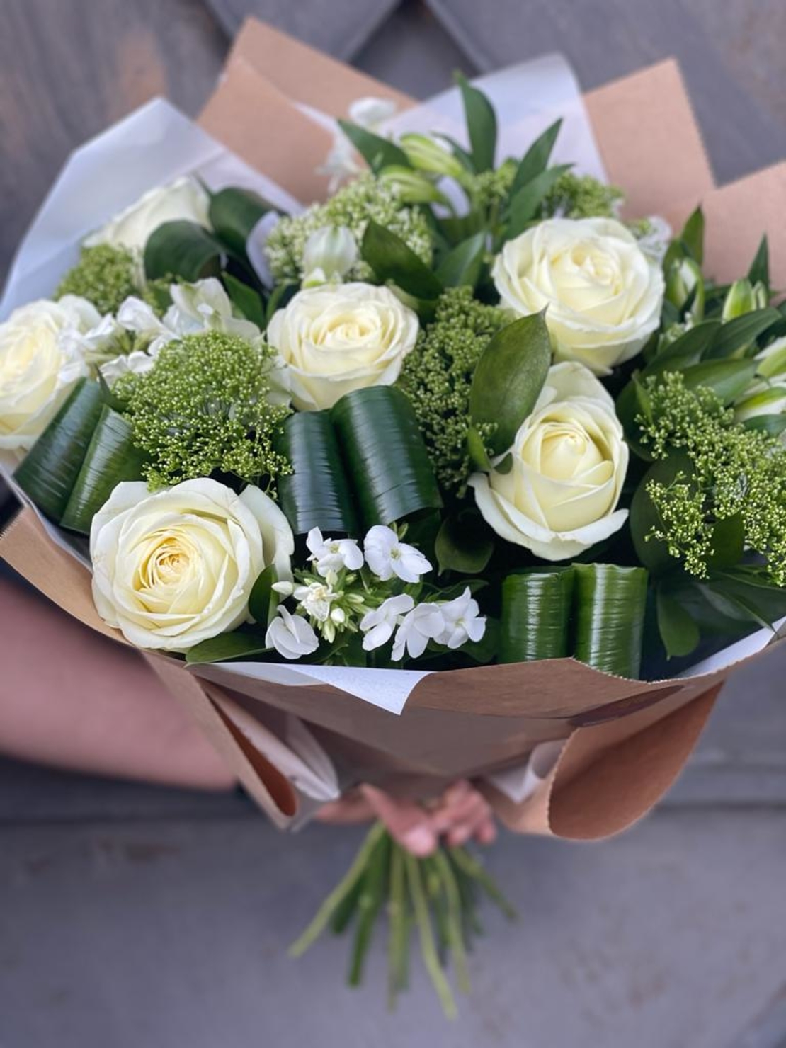 Classic bouquet with white roses