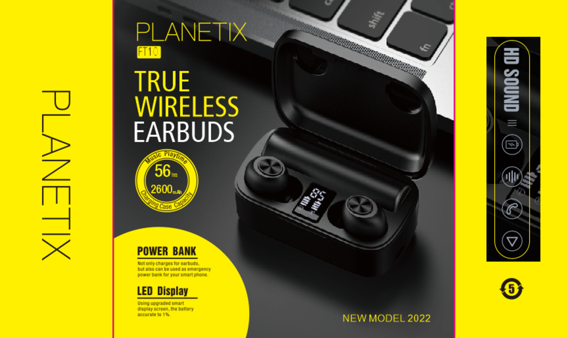 אוזניות בלוטוס TWS פלאנטיקס PLANETIX