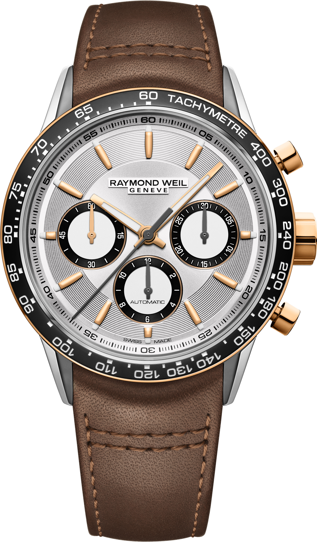 שעון Raymond Weil Freelancer Calibre Automatic Chronograph Brown Leather Watch
