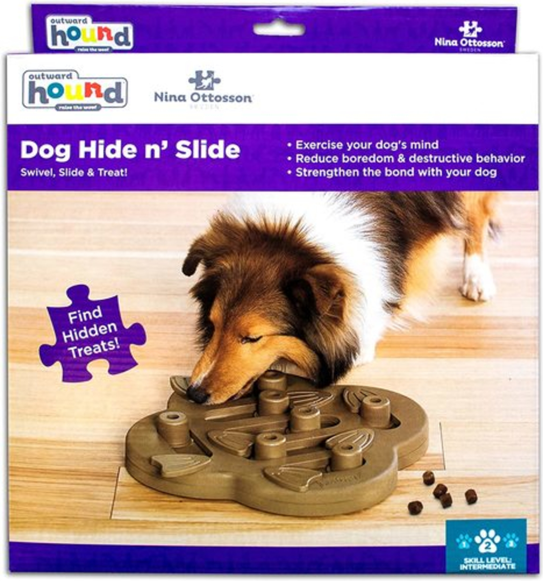 משחק חשיבה לכלב - Dog hide and slide puzzle