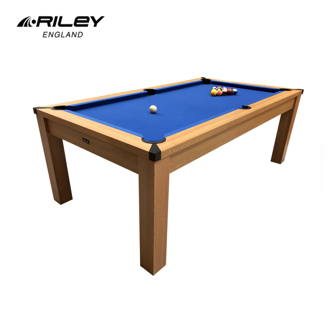 Riley אנגליה - 7ft Semi Pro שולחן ביליארד דגם פול פלטת עץ הכולל סט אביזרים צבע שחוראו צבע חום עץ אלון
