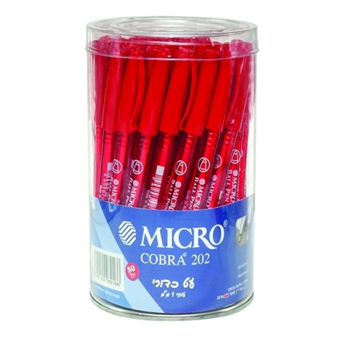 עט כדורי מיקרו קוברה 202 אדום 1/50 CHA