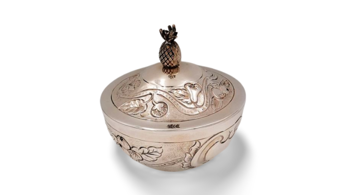 honey dish tropical pure silver